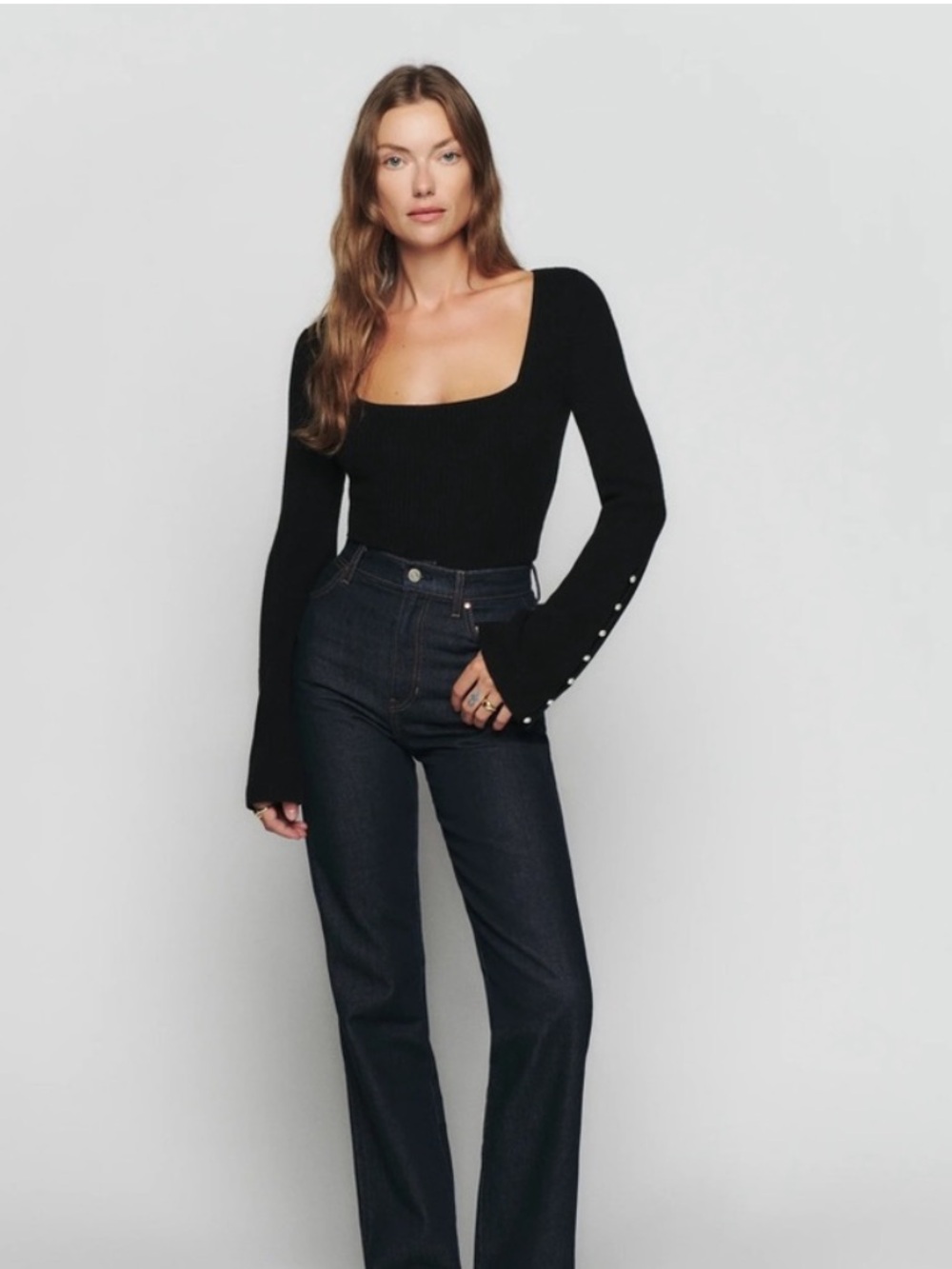 Reformation Emanuele Cashmere Novelty Button Sweater